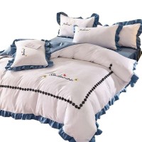 Luxury European Style Washed Silk Cotton Embroidery Bedding Set Duvet Cover Bed sheet/Linen Pillowcase