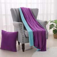 Wholesale 100% polyester portable foldable short plush throw blanket for sofa bed